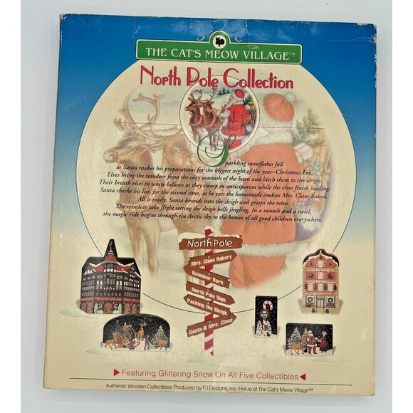 The Cats Meow Village North Pole Collection Wooden Shelf Sitter Complete Set - Picture 2 of 16